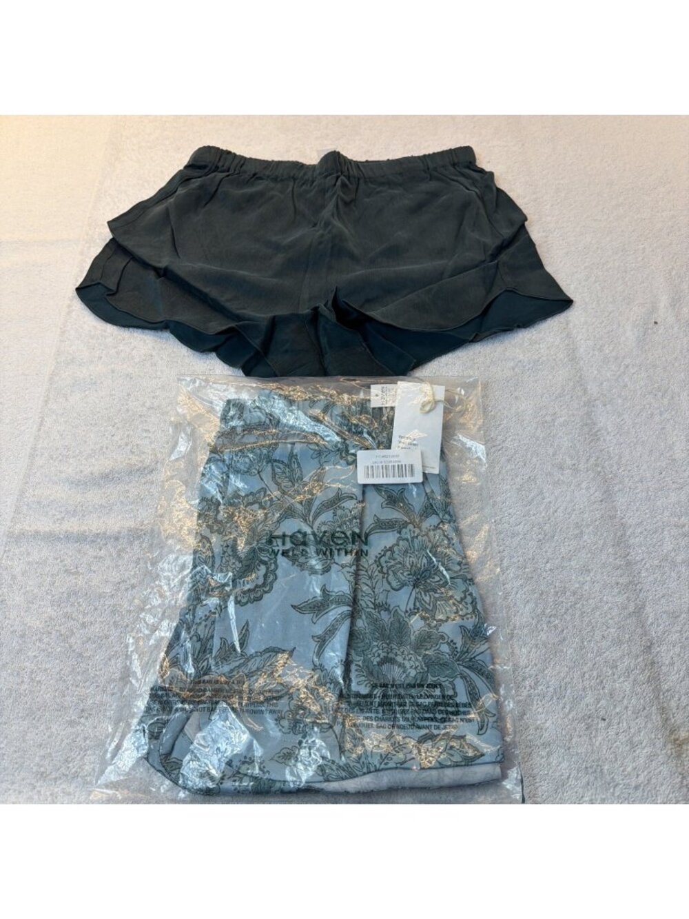 Haven Well Within Natural Luxe Sleep Shorts Lot of 2 Green & Green Print SZ Sm